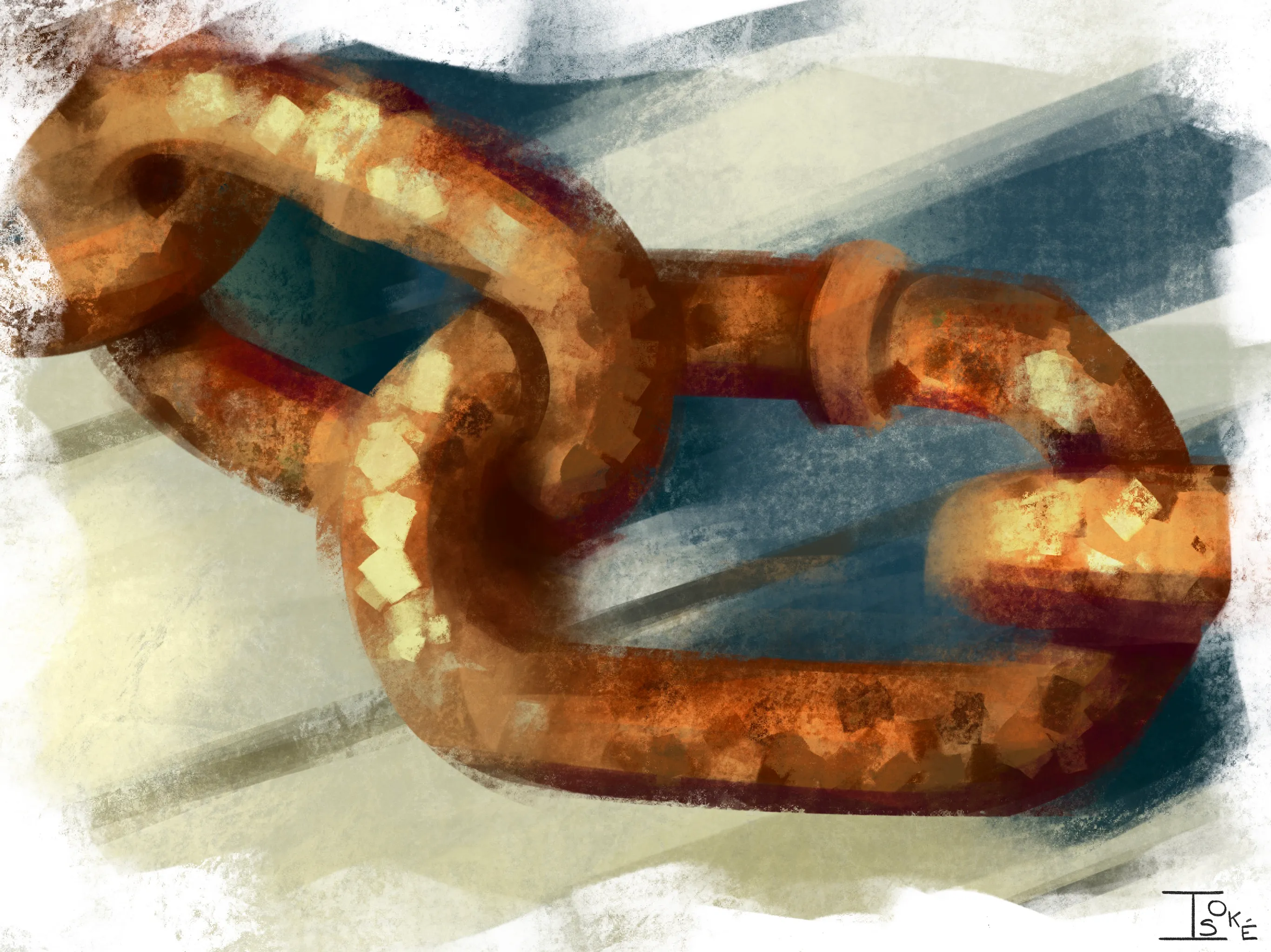 Daily painting of a rusted chain